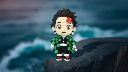 Sonic Inspired 3Tanjiro Inspired 3D Printed Figure – Crochet Texture Style – Anime Fan Art Display – 6" or 8"D Printed Figure – Crochet Texture Style – Video Game Fan Art Display – 6" or 8" (Copy)
