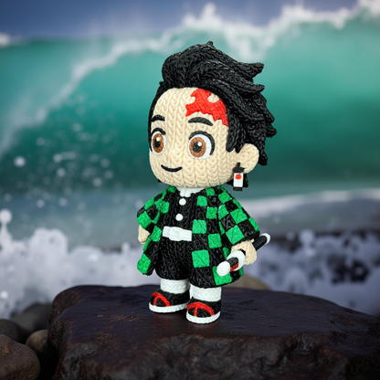 Sonic Inspired 3Tanjiro Inspired 3D Printed Figure – Crochet Texture Style – Anime Fan Art Display – 6" or 8"D Printed Figure – Crochet Texture Style – Video Game Fan Art Display – 6" or 8" (Copy)