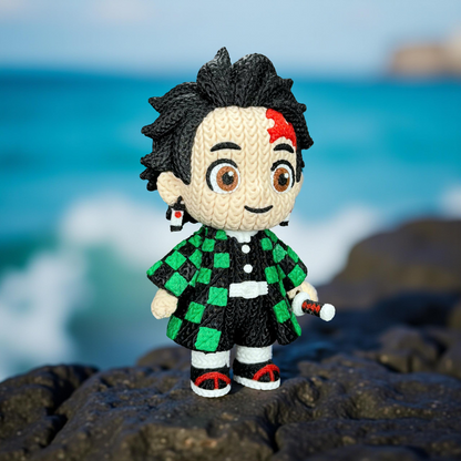 Sonic Inspired 3Tanjiro Inspired 3D Printed Figure – Crochet Texture Style – Anime Fan Art Display – 6" or 8"D Printed Figure – Crochet Texture Style – Video Game Fan Art Display – 6" or 8" (Copy)