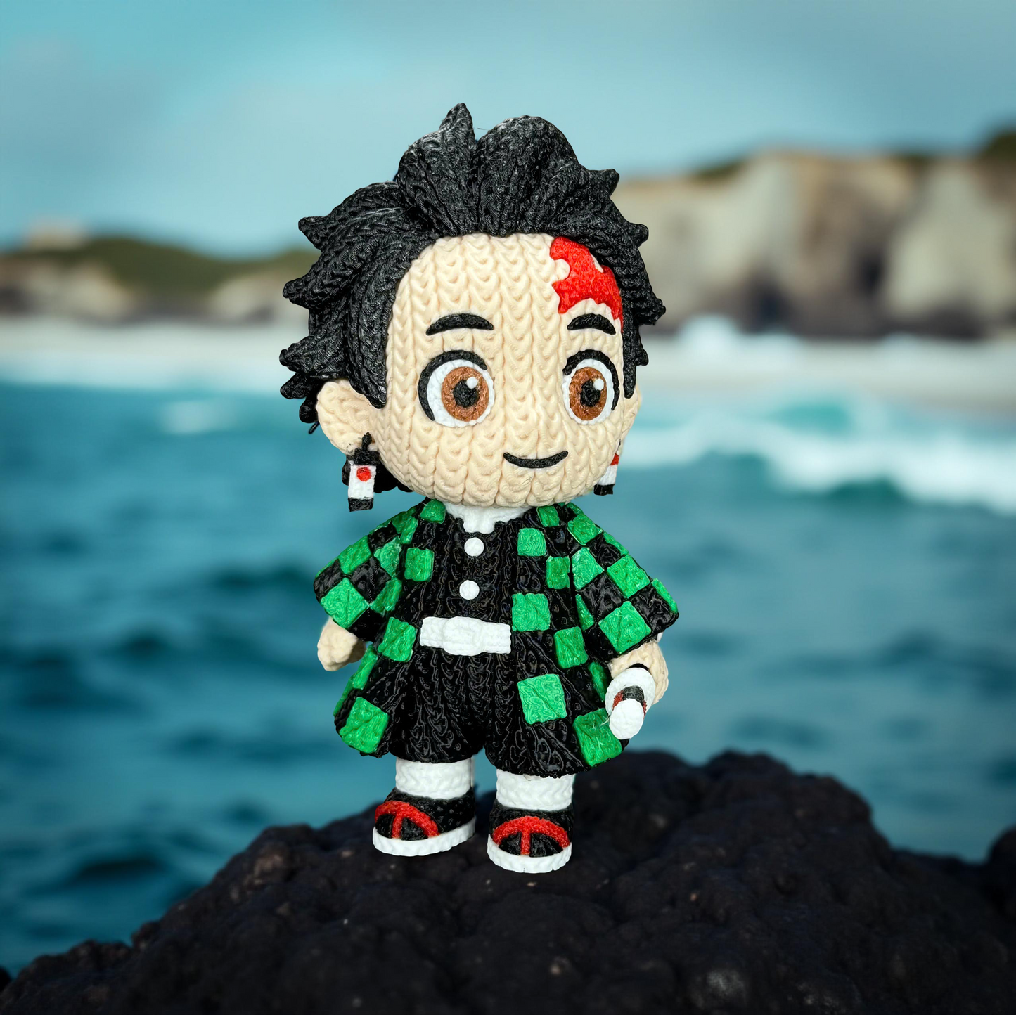 Sonic Inspired 3Tanjiro Inspired 3D Printed Figure – Crochet Texture Style – Anime Fan Art Display – 6" or 8"D Printed Figure – Crochet Texture Style – Video Game Fan Art Display – 6" or 8" (Copy)