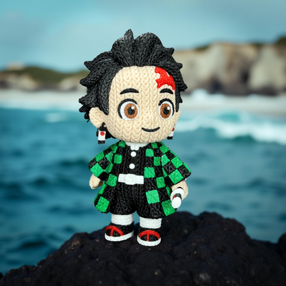 Sonic Inspired 3Tanjiro Inspired 3D Printed Figure – Crochet Texture Style – Anime Fan Art Display – 6" or 8"D Printed Figure – Crochet Texture Style – Video Game Fan Art Display – 6" or 8" (Copy)