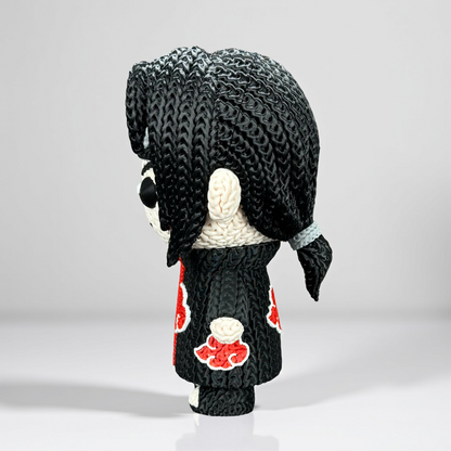 Itachi Inspired 3D Printed Figure – Crochet Texture Style – Anime Fan Art Display – 6" or 8"