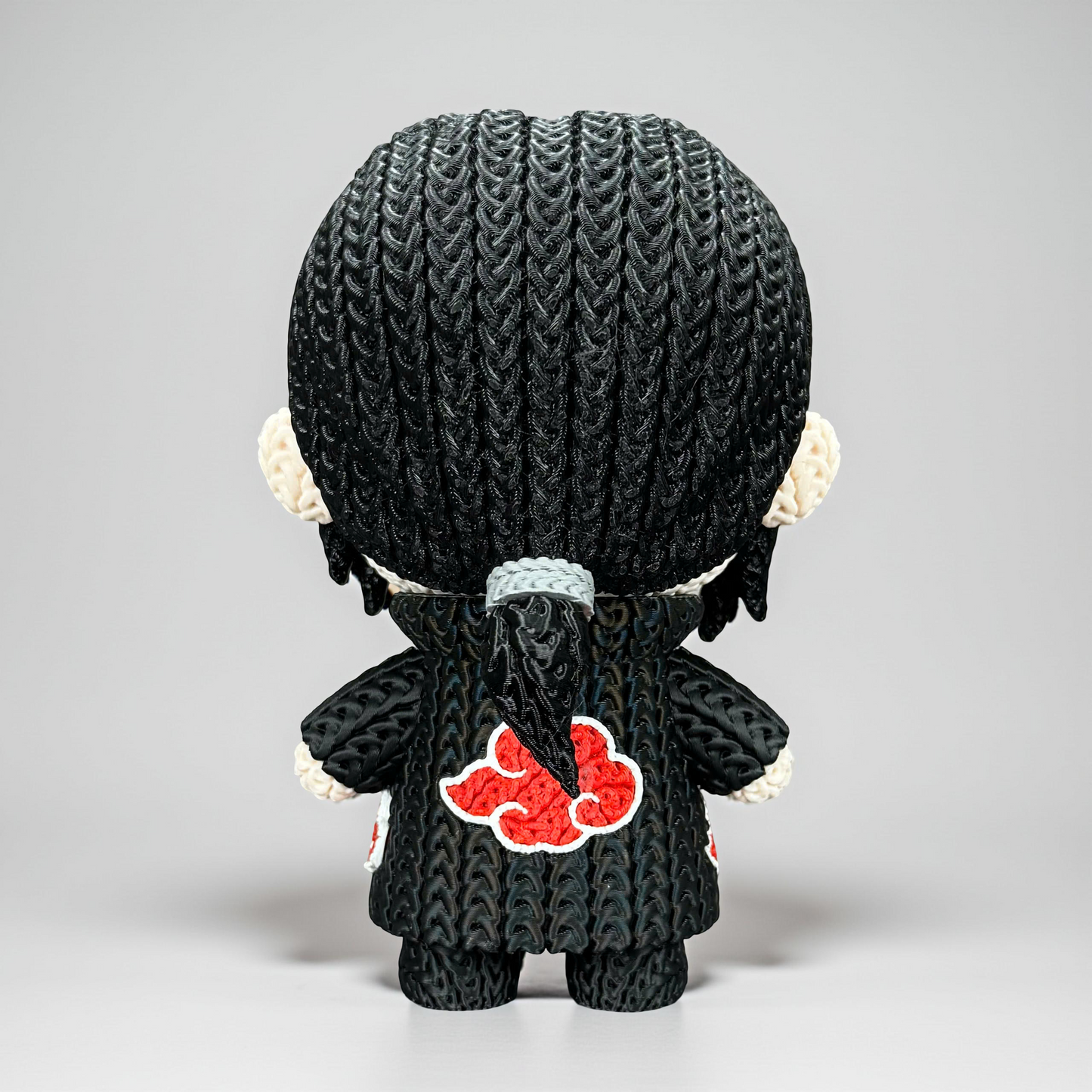 Itachi Inspired 3D Printed Figure – Crochet Texture Style – Anime Fan Art Display – 6" or 8"