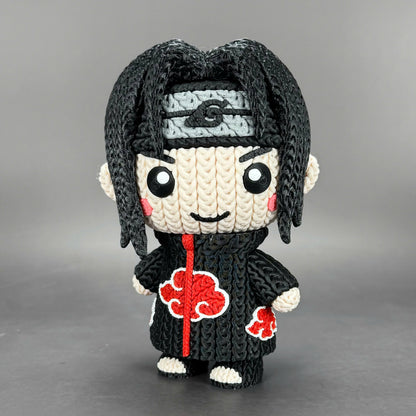 Itachi Inspired 3D Printed Figure – Crochet Texture Style – Anime Fan Art Display – 6" or 8"
