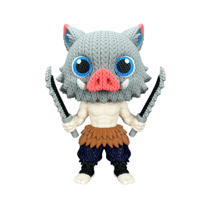 Inosuke Inspired 3D Printed Figure – Crochet Texture Style – Anime Fan Art Display – 6" or 8"