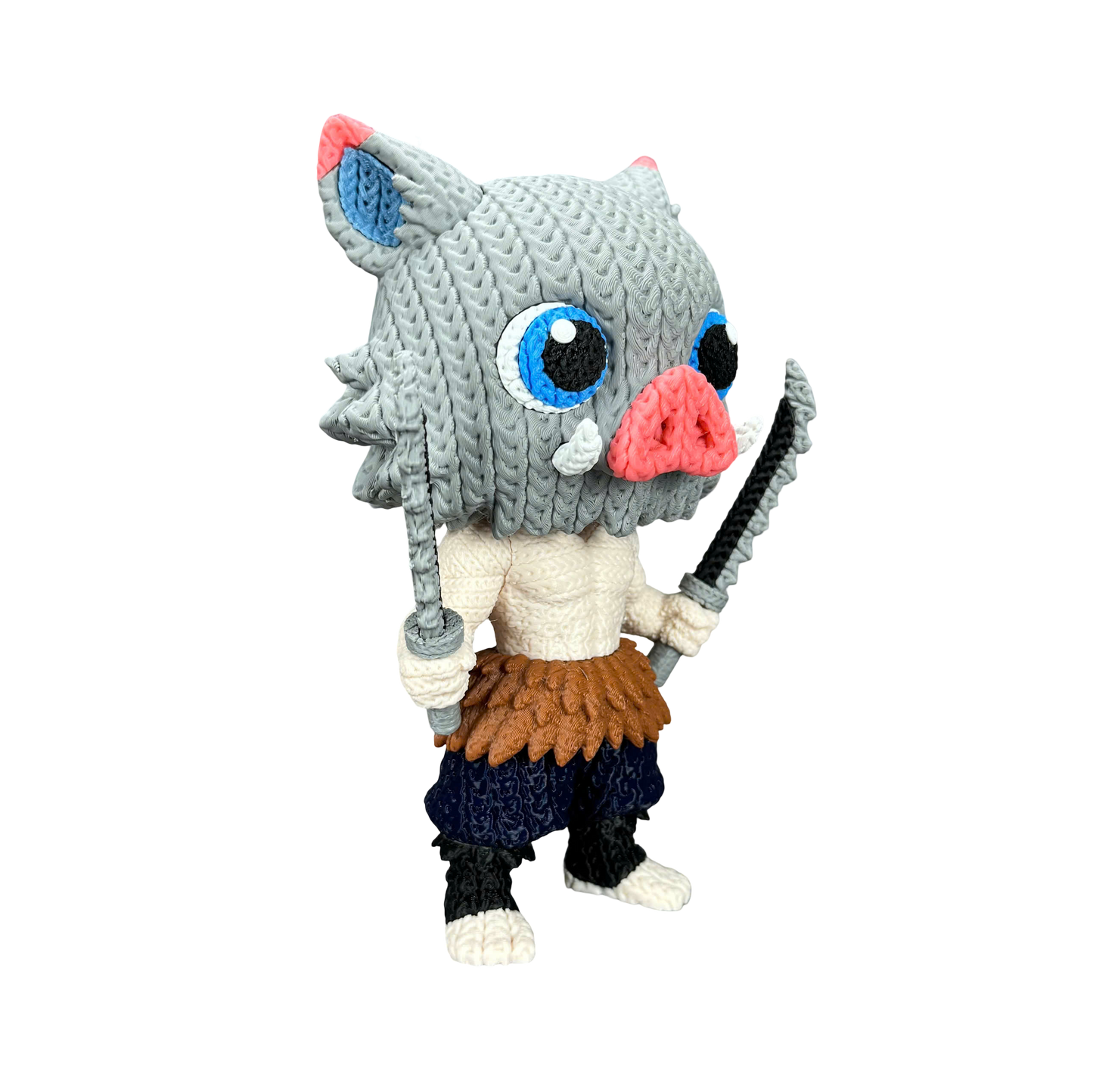 Inosuke Inspired 3D Printed Figure – Crochet Texture Style – Anime Fan Art Display – 6" or 8"