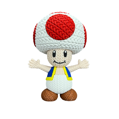 Toad Inspired 3D Printed Figure – Crochet Texture Style – Video Game Fan Art Display – 6" or 8"