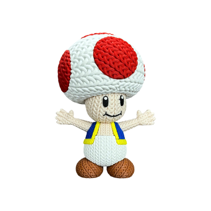 Toad Inspired 3D Printed Figure – Crochet Texture Style – Video Game Fan Art Display – 6" or 8"
